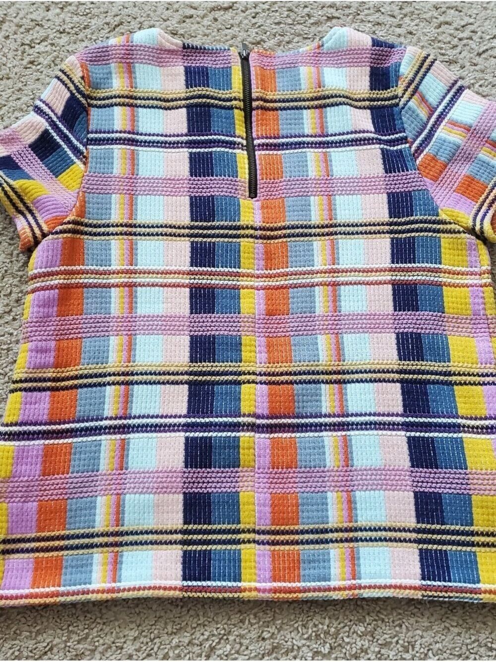 Halogen Multicolor Plaid Knit Short Sleeve Top Women's Size Medium - Picture 7 of 9